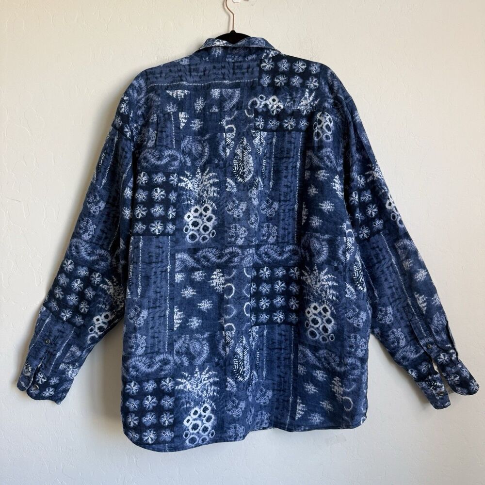Tommy Bahama Medium Pina Shibori Linen Button Down Long Sleeve Shirt Vacation - Picture 4 of 9